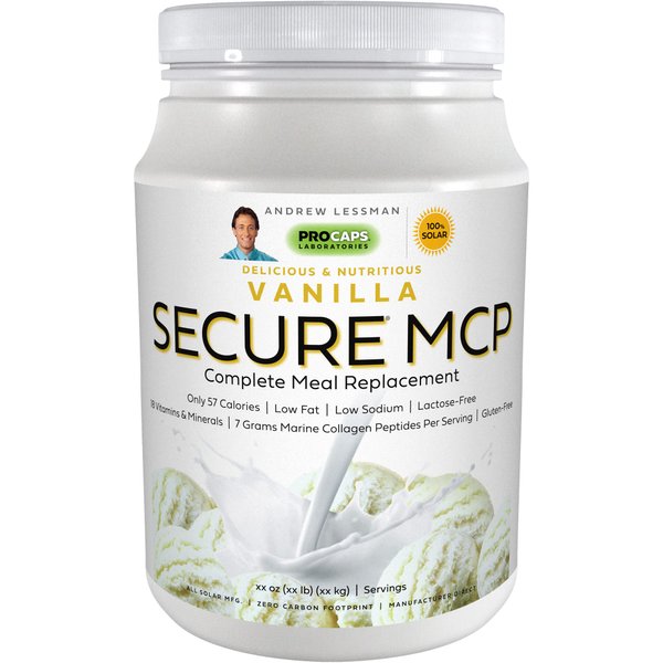 Andrew Lessman Secure MCP Complete Meal Replacement - Vanilla 10 Servings – Only 57 Calories, Low-Fat, 7 Grams Marine Collagen Peptides, Promotes Radiant Smooth Soft Skin, Comfortable Joints