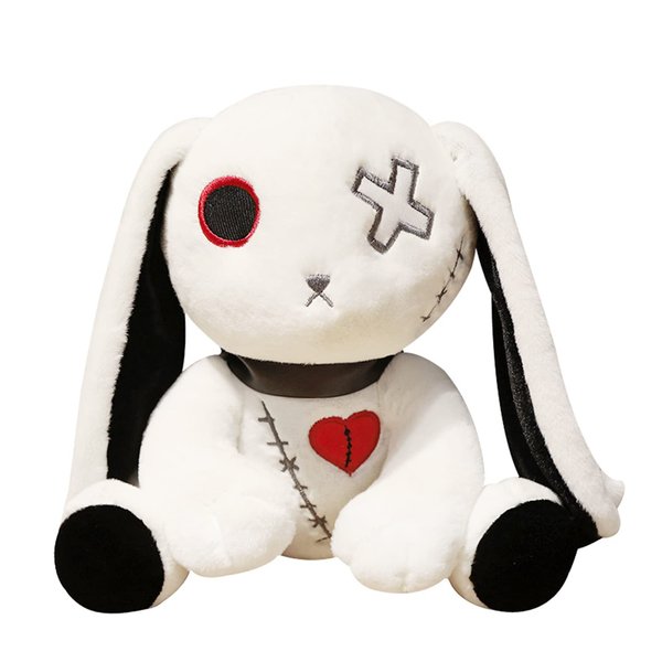 LVQING Rabbit Plush Doll, Crazy Rabbit Plush Toy, Halloween Scary Rabbit Stuffed Animal Long Ears Standing Toy, Suitable for Fans Easter Christmas Birthday Gift. (Color : White)