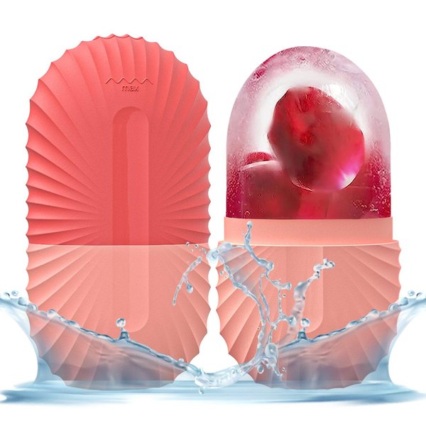 GISUREY® Ice Face Roller, Ice Roller for Face and Eye, Facial Beauty Ice Roller Skin Care Tools, De-Puff Eye Bags,Reduce Migraine Pain,Reusable Massage Silicone Ice Mold (Pink)
