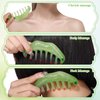 Geiserailie 2 Pieces Jade Combs Massage Stone Hair Comb Guasha Scraping Scalp Comb Facial Massage Tool Multifunctional Handheld Head Tools for Valentine's Day Mother's Day Gift(Elegant Style)
