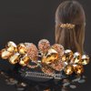 Aimimier Bridal Crystal Flower Hair Clip for Thick Thin Hair Bun Barrettes Classical Wedding Hair Accessories for Women (Yellow)