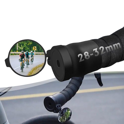 Arkham Bicycle Mirror for Handlebars, Mini Rear View Mirror, Foldable, Rubber Mounting Sleeve for Handlebars, Handlebar Tail Mirror, 360° Rotatable Universal Bicycle Mirror for Road Bike