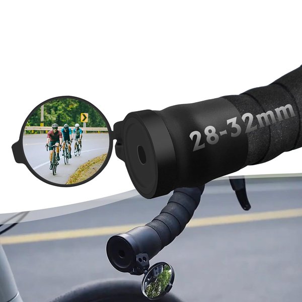 Arkham Bicycle Mirror for Handlebars, Mini Rear View Mirror, Foldable, Rubber Mounting Sleeve for Handlebars, Handlebar Tail Mirror, 360° Rotatable Universal Bicycle Mirror for Road Bike