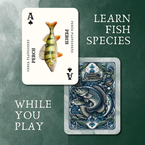 Freshwater Fish Plastic Playing Cards: Waterproof, Learn 52 Species While You Play; the Ultimate Fishing Gear Addition, Fits in Any Fishing Tackle Box, Unique Deck of Fish Themed Playing Cards