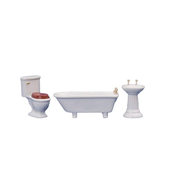 Dollhouse Miniature 1:12 Scale 3 Pc White Bathroom Set #M0349w