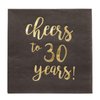 BLUE PANDA 50 Pack Cheers to 30 Years Cocktail Napkins for 30th Birthday, Anniversary Party Supplies, 3-Ply, Black and Gold Foil (5 x 5 Inches)