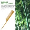 Bamboo Rat Tail Comb Natural Bamboo Hair Tool with Fine Teeth for Teasing Strands & Post Styling MRD Anti-Static Natural Curly Hair For Womens and Men