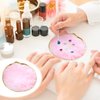 2 Pcs Resin Nail Art Palette, Gold Edge Nail Polish Color Mixing Palette, Round Nail Painting Display Tray Cosmetic Mixing Tools Nail Art Accessories for Nail DIY Supplies(White Pink)