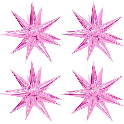 50 Pcs Pink Foil Cone Star Balloons Big 26 inch Pearl Pink Explosion Star Mylar Balloons 12 Point 3D Starburst Star Balloons for Party Supplies Christmas Birthday Wedding Decorations Party Supplies