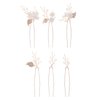 SELFCLOUD Handmade Pearl Bridal Wedding Hair Pins, 6Pcs White Flower Gold Leaf Pearls Clips Headpiece Accessories Jewelry for Bridesmaids Party Piece Women and Girls Blossoms