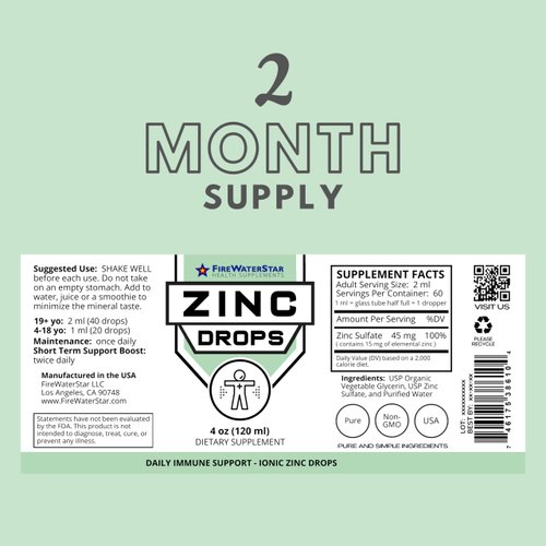 FWS Liquid Zinc Supplement - Zinc Drops - Immune Support for Adults and Kids - Organic, Non-GMO, Vegan - 45mg - Boost Your Immune System, Support Healthy Skin, and Promote Overall Wellness