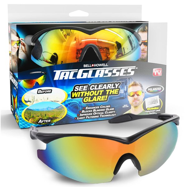 Bell+Howell Tac Glasses Sports Polarized Sunglasses For Men Women Cycling Driving Fishing Running 100% UV400 Protection- Tac Sunglasses with Anti Glare Polarized Lens As Seen On TV