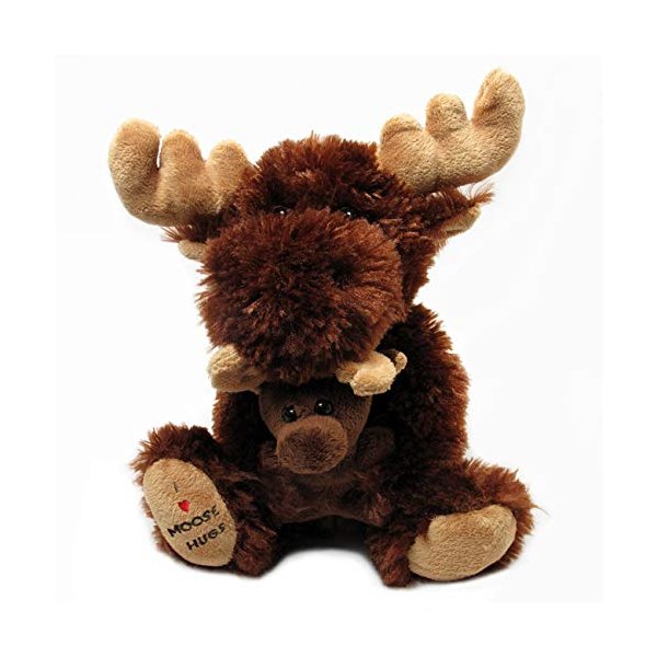 WISHPETS Stuffed Animal Plush 8" Sitting Moose with Baby