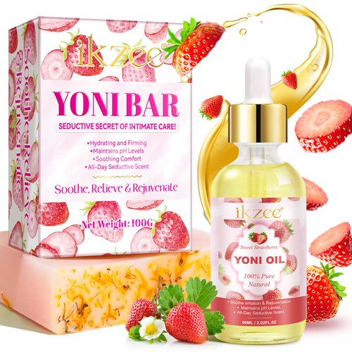 Yoni Oil and Soap Bar Set for Women,100% Natural Feminine Oil Intimate Deodorant Eliminates Odor and Ph Balanced, Feminine Serum Made with Pure Natural Essential Oils