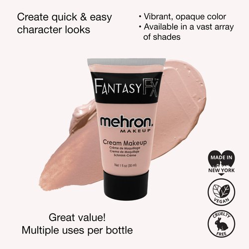 Mehron Makeup Fantasy FX Cream Makeup | Water Based Halloween Makeup | Soft Beige Face Paint & Body Paint For Adults 1 fl oz (30ml) (Soft Beige)