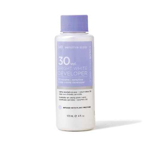 ion Bright White Sensitive Scalp Developer 30 Volume, Vegan, Cruelty-Free, Paraben-Free, Infused with Plant Proteins, Argan Oil, Aloe Vera, Coconut Oil, 4 Ounce