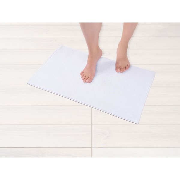American Soft Linen Bath Rug, 17 in 24 in 100% Cotton Bath Mats Rugs for Bathroom, Non Slip Washable Shaggy Form Area Rugs, White Bath Rug
