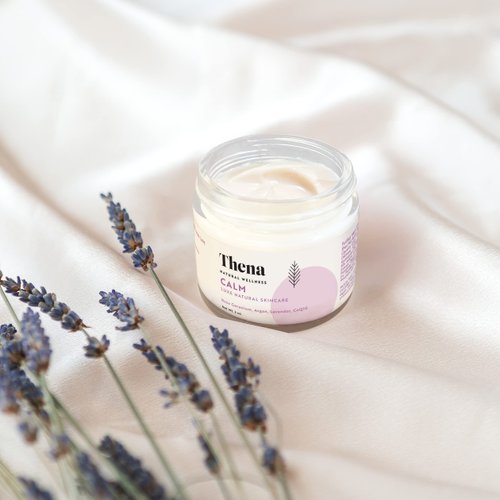THENA CALM Face Moisturizer Cream Organic & Natural Skin Care, Ultra Hydrating With Hyaluronic Acid & Lavender Plant-based Skincare Anti aging Face Cream Dry Skin Facial Moisturizer For Women Men