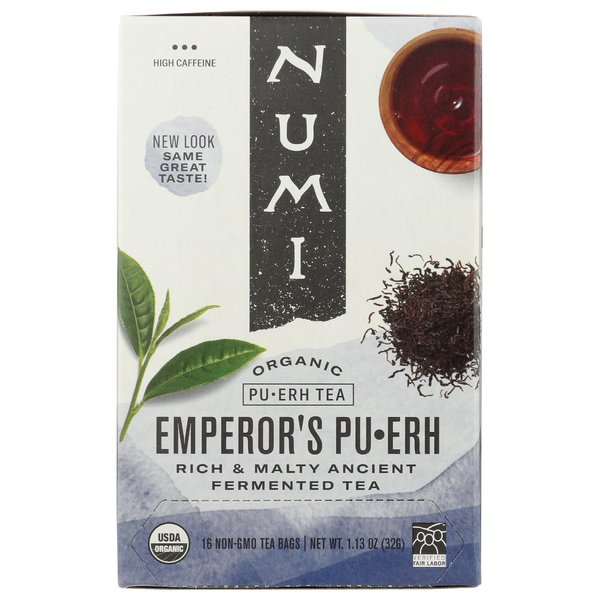Numi Organic Teas And Teasans, 0.125 Oz, Emperor's Puerh, 16/box