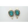 Generic 2 extra small metal turquoise blue stone alligator hair clip fine thin hair