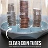 Teachers Choice Digital Coin Counter Automatic Coin Sorter - 2023 Version - Automatically Sorts U.S. Coins into Individual Tubes and Keeps Digital Count, with 20 Coin Wrappers Included (Gray)