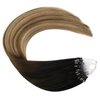 Ugeat Micro Link Hair Extensions Human Hair Ombre Darkest Brown to Medium Brown Mix Ash Blonde Micro Ring Hair Extensions For Short Hair Micro Extensions Human Hair 14 Inch 50s