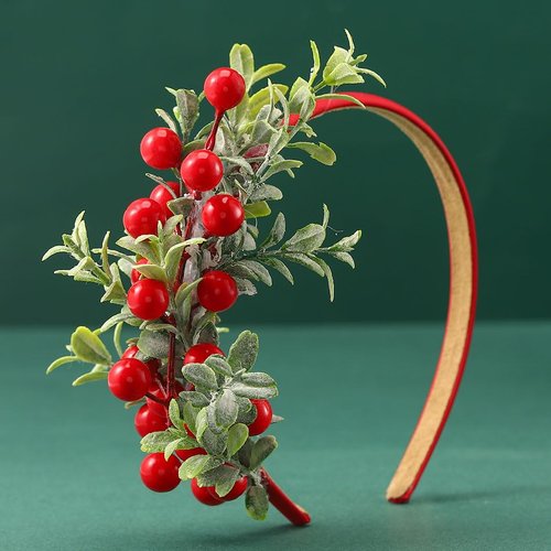 GORTIN Christmas Headbands Xmas Flower Headband Red Berries Hair Hoop Snow Christmas Wreath Hair Band Holiday Party Costume Hair Accessory for Women and Girls (Type A)