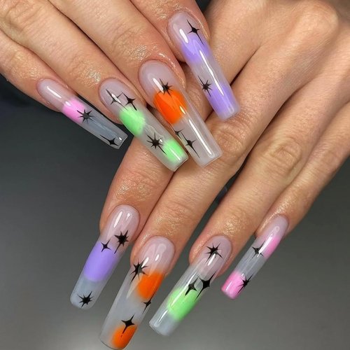 Eseres 12 Sheets Star Nail Stickers Self-Adhesive Metallic Star Nail Decals Shinning Stars for Nail Art Designs Holographic Nail Supplies Decoration for Women Girls