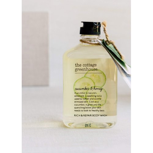 The Cottage Greenhouse Cucumber & Honey Body Wash | Fragrant and Hydrating | Gentle Formula Including Coconut Oil & Cocoa Butter | 11.5 fl oz / 340 ml