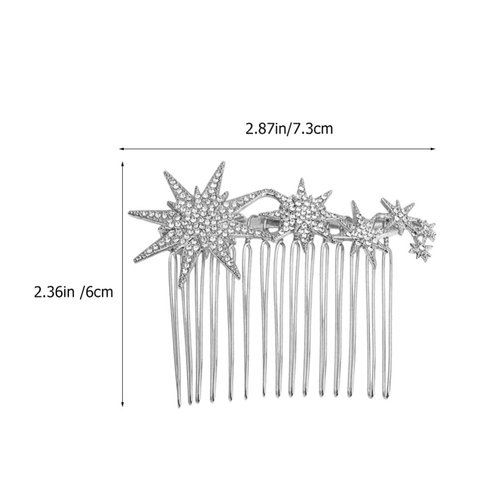 Beaupretty Hair Accessories for Women Gold Decor 2pcs Star Hair Side Combs Rhinestone Wedding Bride Headpieces Women Hair Accessories Silver Bridal Hair Accessories Hair Comb Clips
