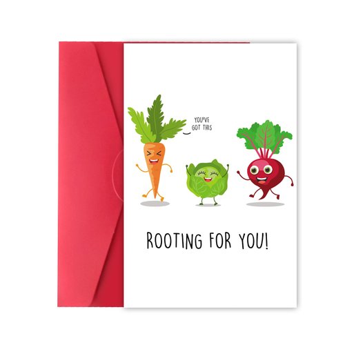 XXDJLP Funny Graduation Good Luck Card for Kids, Food Pun Encouragement Card for Vegan Family Member, Cute Supportive Card Gifts for Best Friends Women Men, Happy Birthday Card Rooting For You