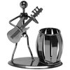 MyGift Decorative Gunmetal Gray Metal Desk Pen Holder Cup with Rocker and Guitar Design, Office Supplies Organizer Pencil Cup