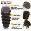 QTHAIR 14a Brazilian Loose Deep Wave Human Hair Wigs Bundles for All Women (18" 20" 22"+16", Bundles with Closure)