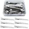 25 Pcs Metal Duck Bill Hair Clips Silver Single Prong Hair Clips Women Styling Hair Clips Alligator Curl Clips for Hair Coloring, Bows DIY, Hair Extensions, Salon (3.5Inch)