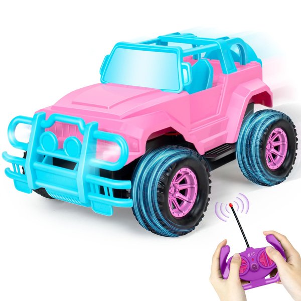Ynybusi Remote Control Car RC Racing Cars, 1:20 Scale Remote Control Monster Truck, 2.4Ghz LED Light Off-Road Rc Cars,Toy Cars for Kids Boys Girls 6 7 8 9 10 Years Old (Pink)