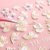 3D Embossed Spring Flower Nail Art Stickers Decals 4 Sheets 5D Self-Adhesive Pegatinas Uñas Pink Cherry Blossoms Floral Nail Supplies Nail Art Design Decoration Accessories