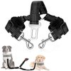 Slowton Double Dog Car Seatbelt, Dual Pet Vehicle Safety Seat Belt Adjustable Double Dog Coupler Lead Splitter Elastic Bungee Reflective Stripe Two Pets Car Trip Travel