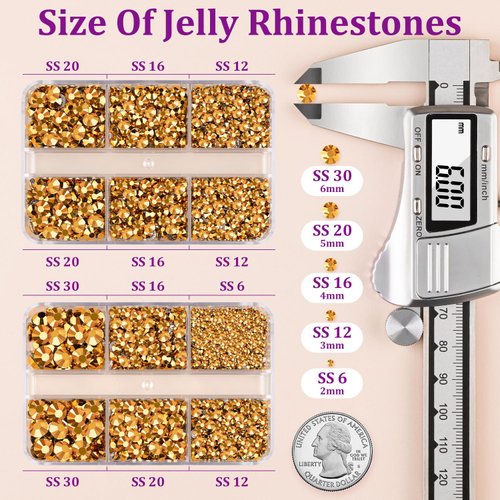 Resin Jelly Rhinestones for Crafting with B7000 Jewelry Glue, 2 Boxes Gold Flatback Crystals with 2Pcs 10ml Glue, Bedazzling Non Hotfix Gems for DIY Tumblers Clothing Shoes Manicure