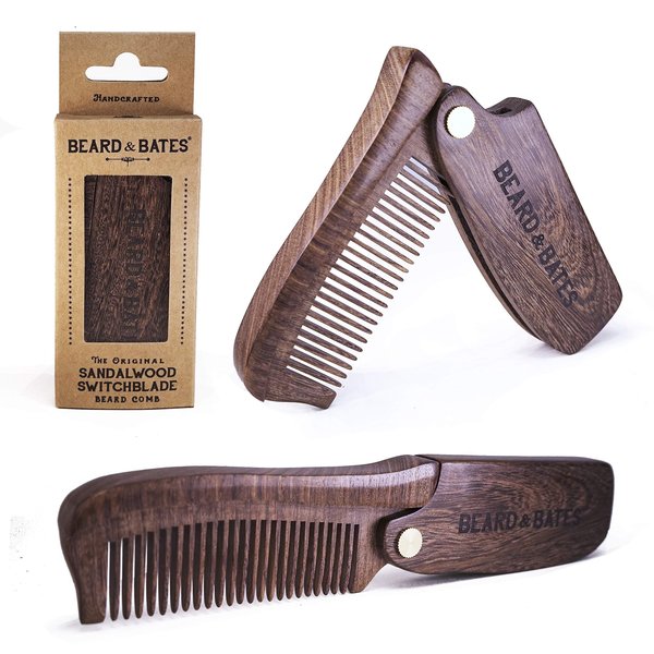Beard & Bates | The Sandalwood Switchblade - The Original Folding Wooden Beard Hair Comb | Boutique, Artisan Crafted, Los Angeles