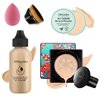 XMXueMei Mushroom Head Air Cushion CC Cream Foundation Set,Includes Full Coverage Foundation,Moisturizing BB Cream,Waterproof Loose Setting Powder,Black Petal Brush and Pink Makeup Sponge