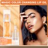 QIUFSSE Magic Color Changing Lip Oil Stain,2PCS Color Changing Lip Gloss Hydrating Lip Oil Tinted Shimmer Plumping Lip Glow Oil for Lip Care and Dry Lips (Strawberry + Orange)
