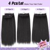 HANNE 22 Inch Kinky Straight Clip Ins Hair Extensions Clip ins for Women 4 Pieces/Lot Yaki Hair Seamless Yaki Clip ins Black Hair Extensions Clip ins for Daily or Party (Black, 22 Inch)