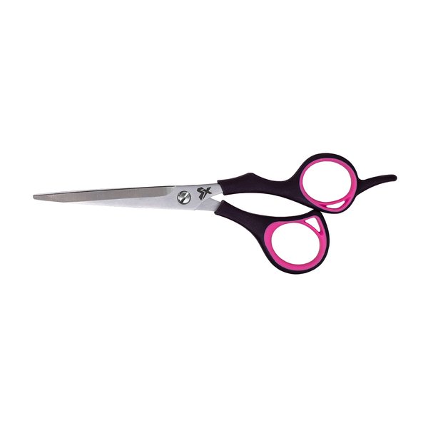 Cricket Style Xpress La-Di-Da 5.75" Shears Hair Cutting Scissors with Sharp, Durable, Micro Serrated Beveled Blades for Dry and Wet Hair Cuts, Pink and Black