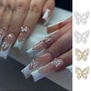 ANGNYA 30Pcs Alloy Butterfly Nail Charms 3D Metal Butterfly Nail Gems Nail Rhinestones Shiny Crystal Nail Art Charms Nail Charms for Acrylic with tweezer for Nail Decoration Supplies