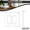 Questech Decor Double Rocker Light Switch Cover, 2-Gang Electrical Wall Plate, Double Switch Decorator Standard Size GFCI Receptacle Cover, Decorative Wall Plate Tumbled Texture, Travertine