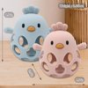 Baby Teething Toy, Hollow Chicken Silicone Teething Toys, Soft Baby Chew Toys for Sucking Needs, Bells can be Installed, Suitable for Babies of Any Age(Blue+Pink)