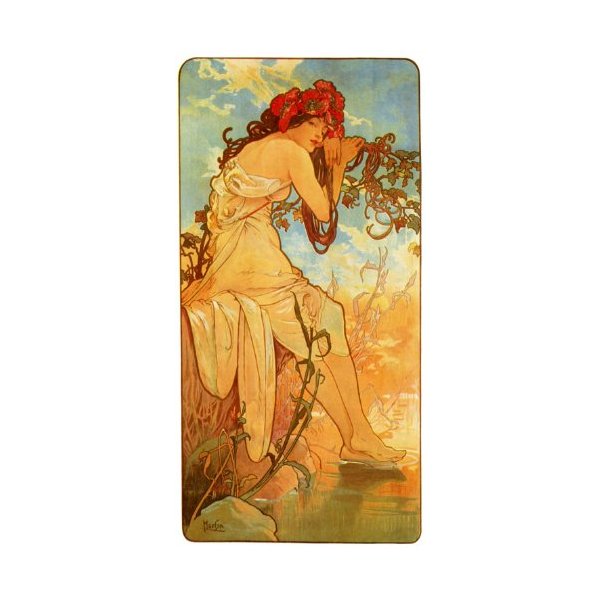 WONDERFULITEMS Fashion Girl Summer Season by Alphonse Mucha 15" X 30" Image Size Vintage Poster REPRO