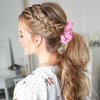 Pink Ribbon Hair Ties Hair Scrunchies for Women Adorable Pink White Black Ribbon Bow Scrunchies for Thick Hair Elastic Scrunchies for Girls