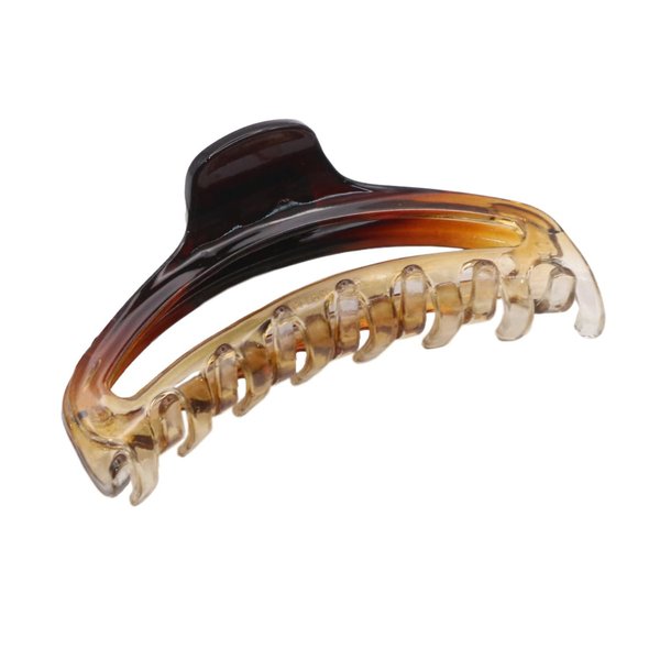 Parcelona French Slim Double Shaded Crystal Clear Tortoise Brown Shell Celluloid Tight Jaw Hairgrips Claw Clip Clamp Clutcher for Fine Hair for Women and Girls