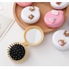 Blue Travel Hair Brush, Pocket Comb with Mini Mirror, Round Folding Pocket Hair Brush Cartoon Shell Folding Hair Brushes for Girls Women, Hair Brushes, Styling Tools and Appliances (2H985)